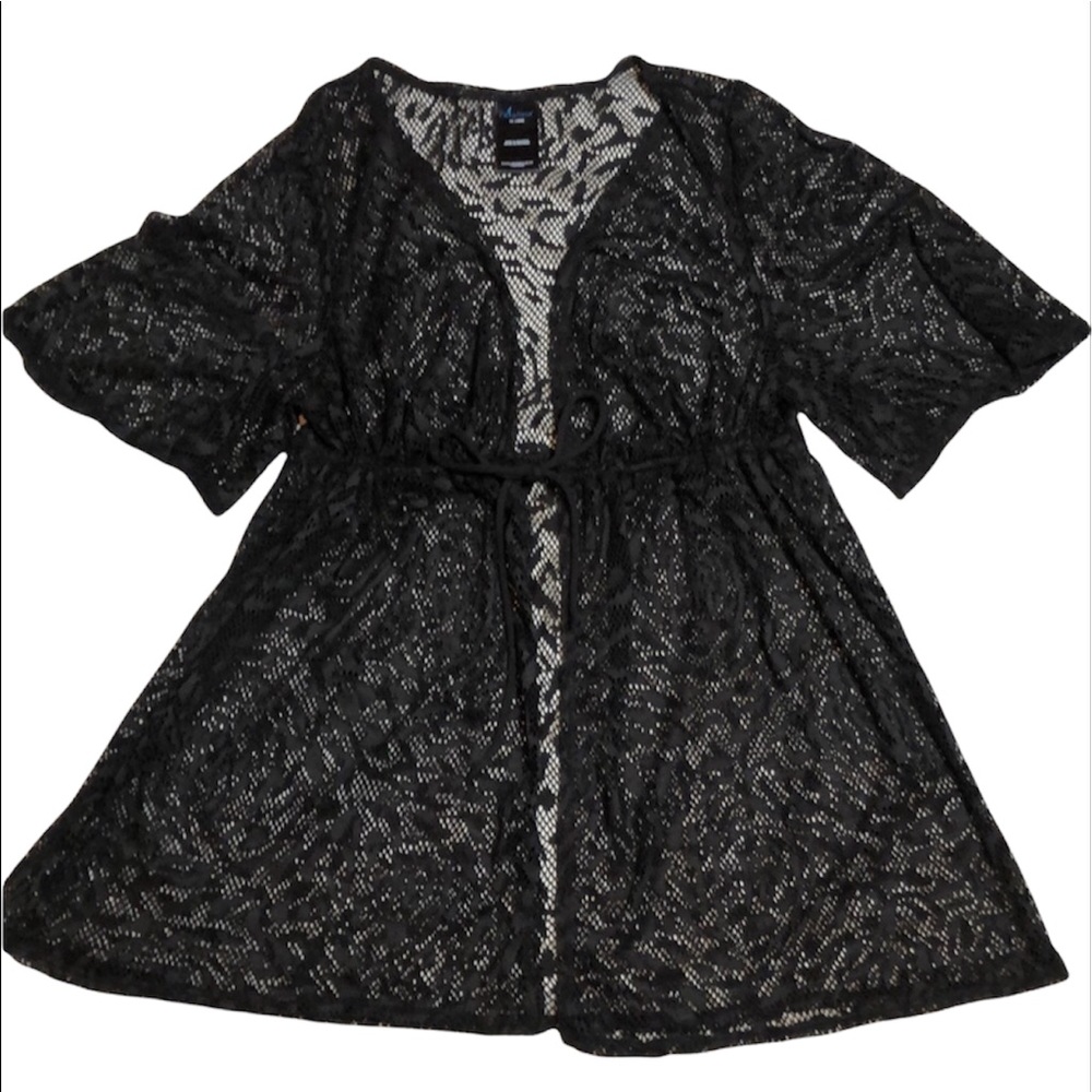 Catalina Black Lace Swim Cover-Up Size 1X (16W)